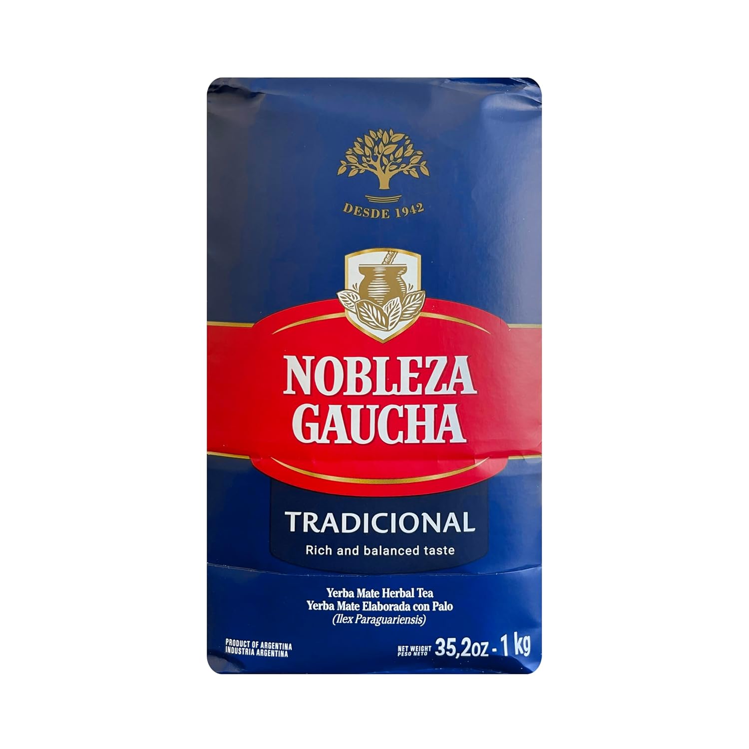 Nobleza Gaucha Yerba Mate Herbal Tea with Sterm | Traditional Argentina Brew USA-Specific Packaging 2.2 lbs - 3 Packs
