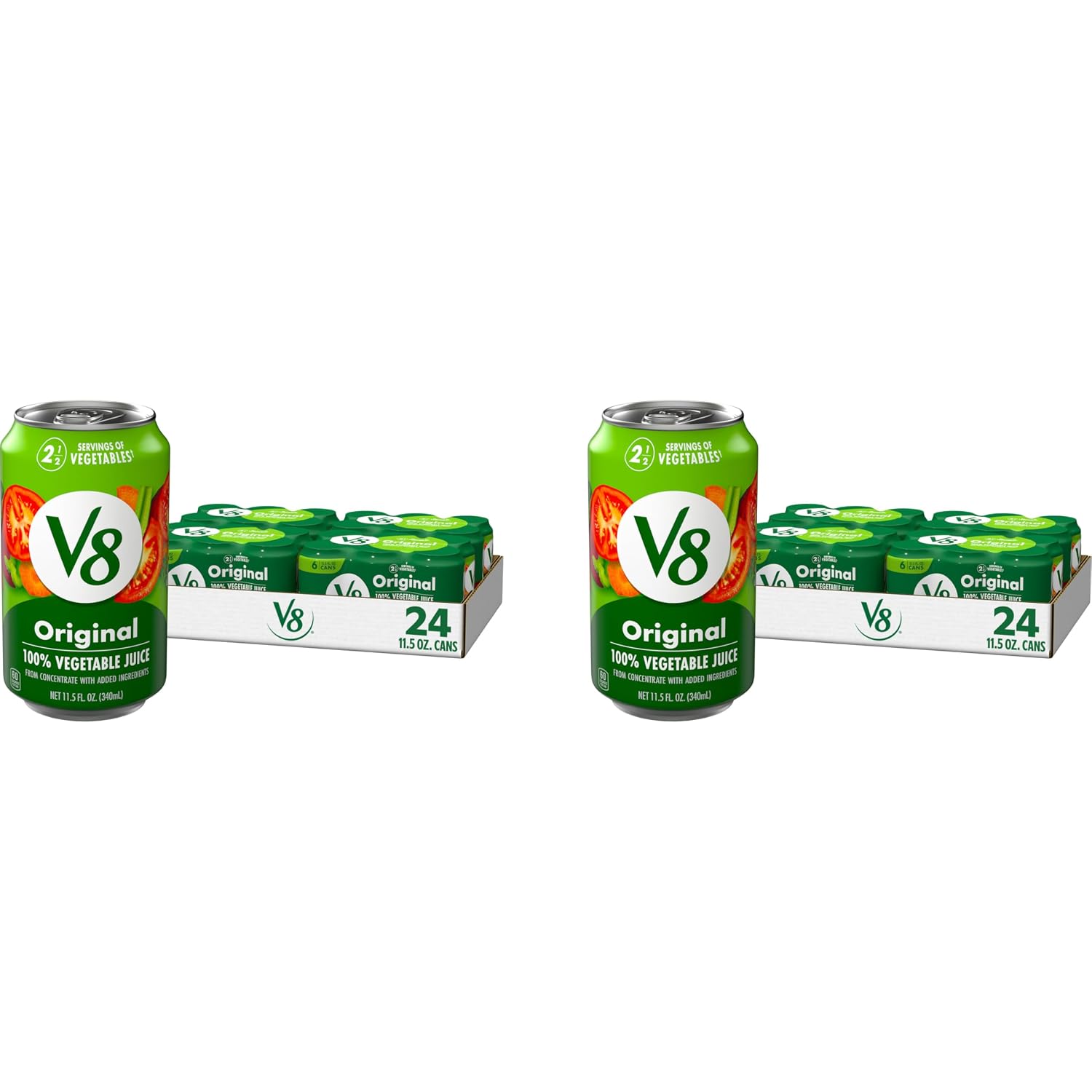 V8 Low Sodium Original 100% Vegetable Juice, 11.5 fl oz Can (24 Pack)
