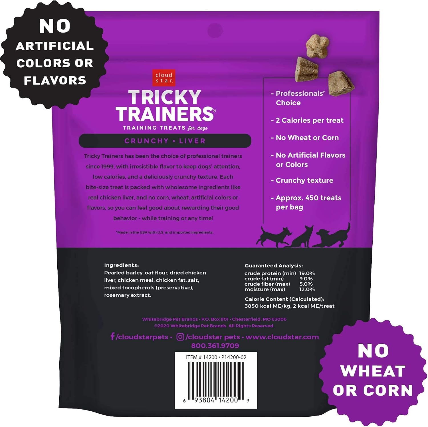 Cloud Star Tricky Trainers Crunchy, Low Calorie Training Dog Treat, Made in the USA, Wheat & Corn Free