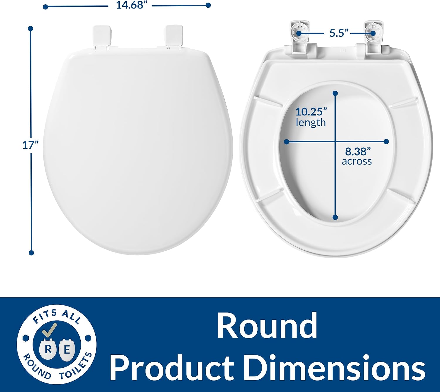 Bemis 1500EC 390 Lift-Off Wood Elongated Toilet Seat, Cotton White (Pack of 1) | Durable enameled wood resists chipping & scratching, fits all standard elongated toilets, Made in USA, 1500EC 390