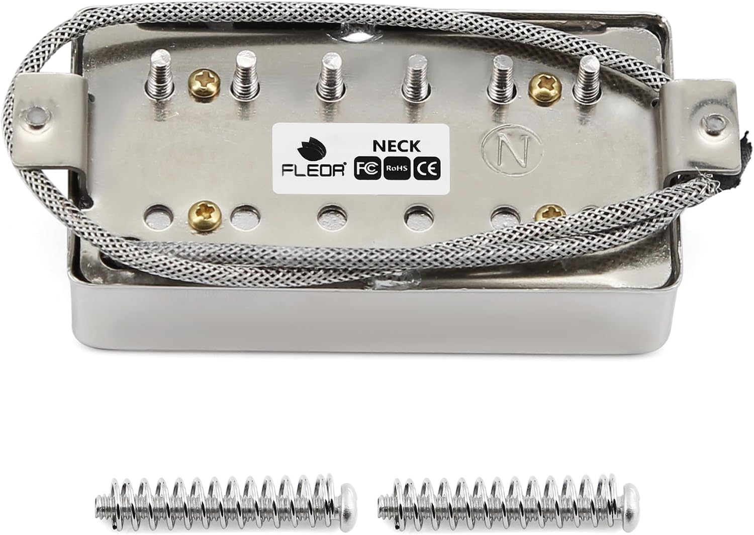 FLEOR Alnico5 Guitar Humbucker Pickup Set Chrome Bridge & Neck Pickups Compatible with LP style Guitar Part