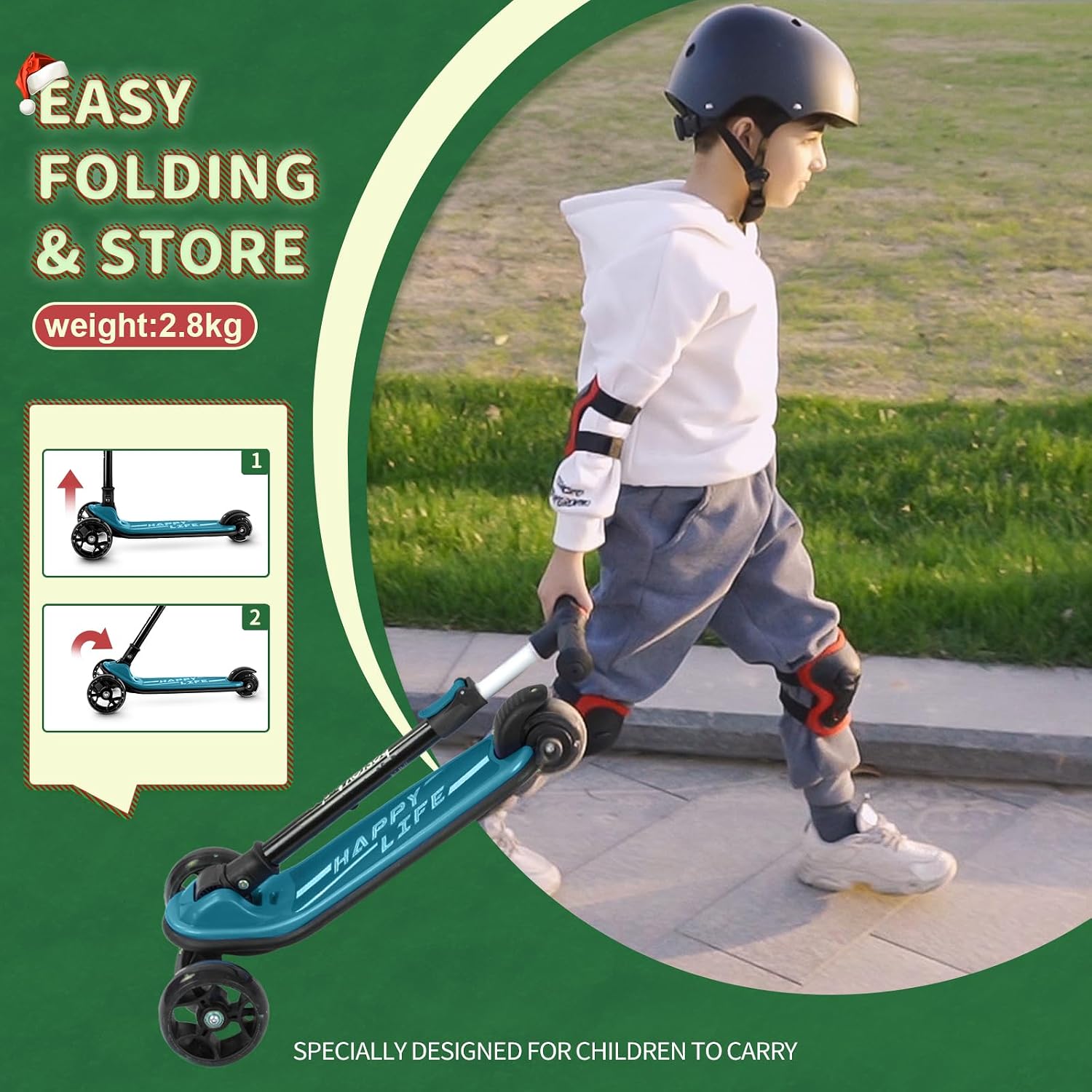 besrey 3 Wheel Scooter for Kids Ages 3-10 with 4 Adjustable Height