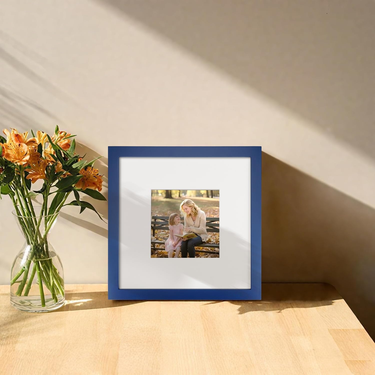 Picture Frames 8x8 2 Pack Made of Solid Wood Black for Wall Mounting and Tabletop Display