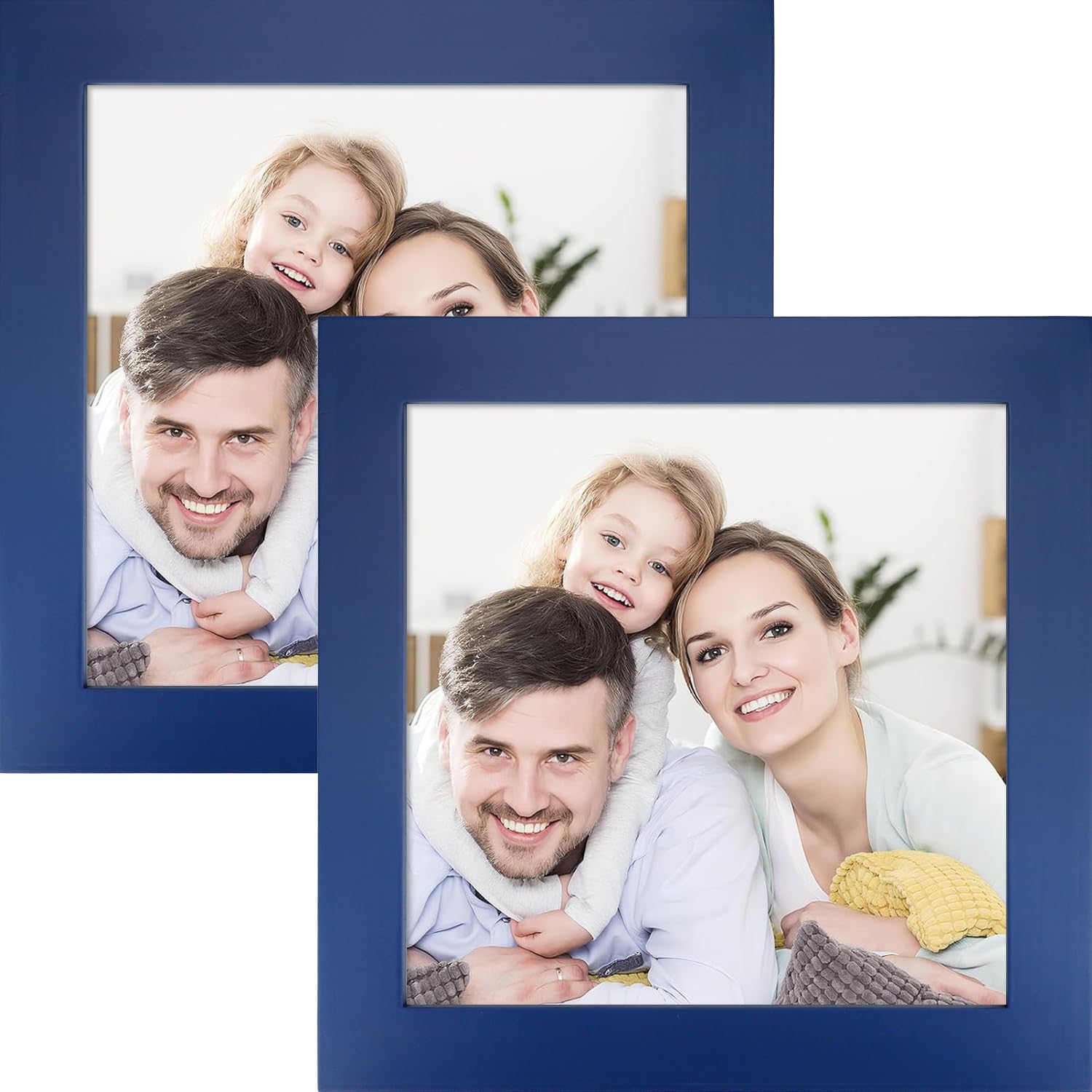 Picture Frames 8x8 2 Pack Made of Solid Wood Black for Wall Mounting and Tabletop Display