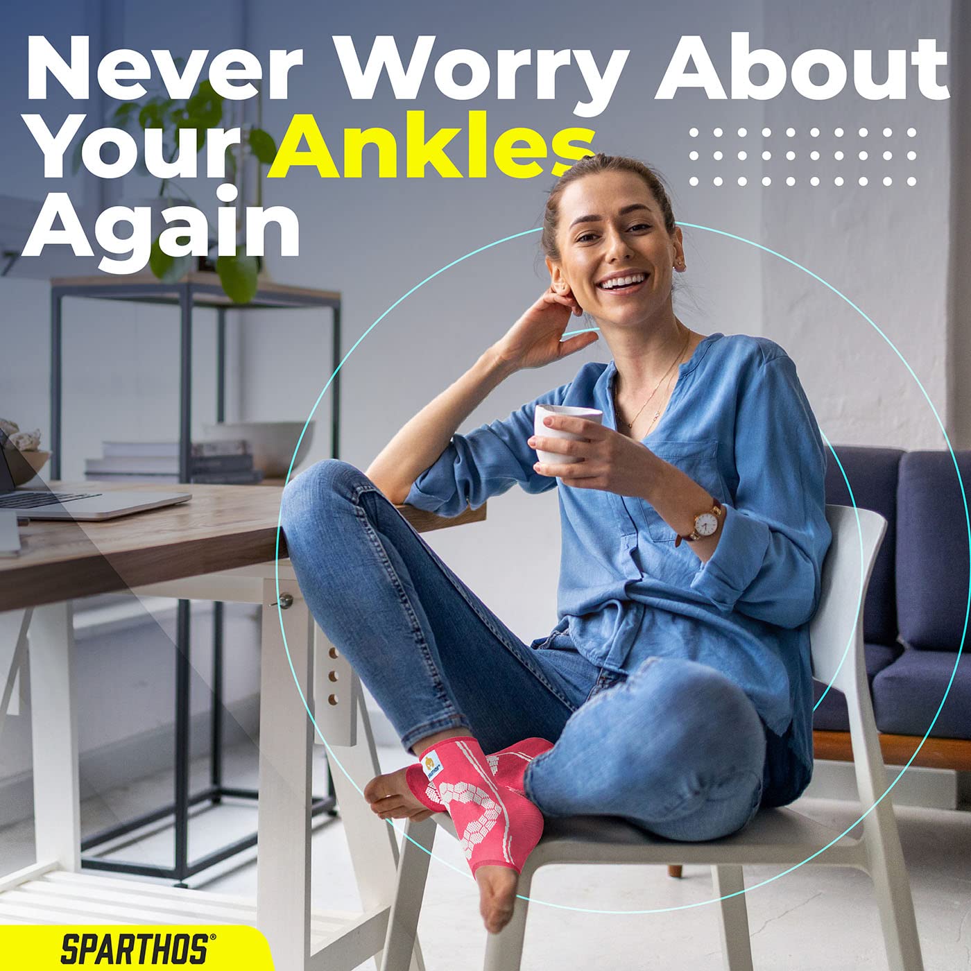Sparthos Ankle Brace for Women & Men, Foot Compression Sleeve - Black-M | Plantar Fasciitis Socks, Arch Support, Ankle Wrap for Sprained Ankle, Achilles Tendonitis, Heel Pain & Swelling Relief, Pair