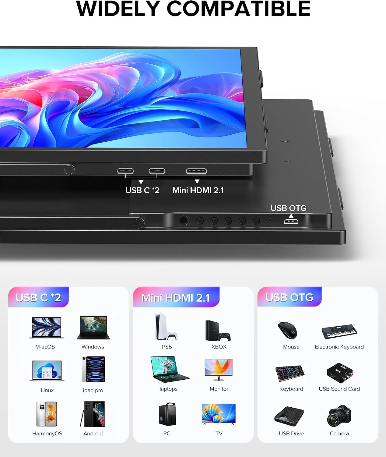 UPERFECT 18.5" 120Hz Portable Monitor, 125% sRGB Large Gaming Monitor