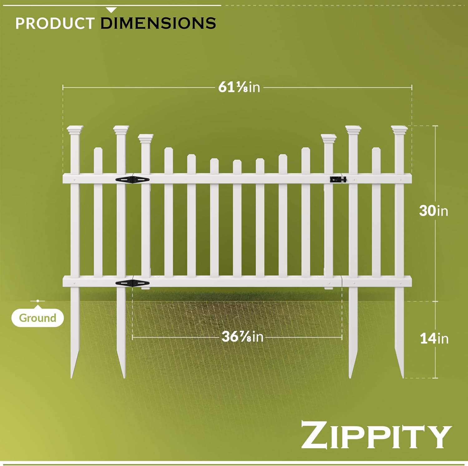Zippity Madison Picket Gate, White Vinyl DIY No Dig Kit | 2.5ftH x 5.1ftW, 1 Gate, ZP19028