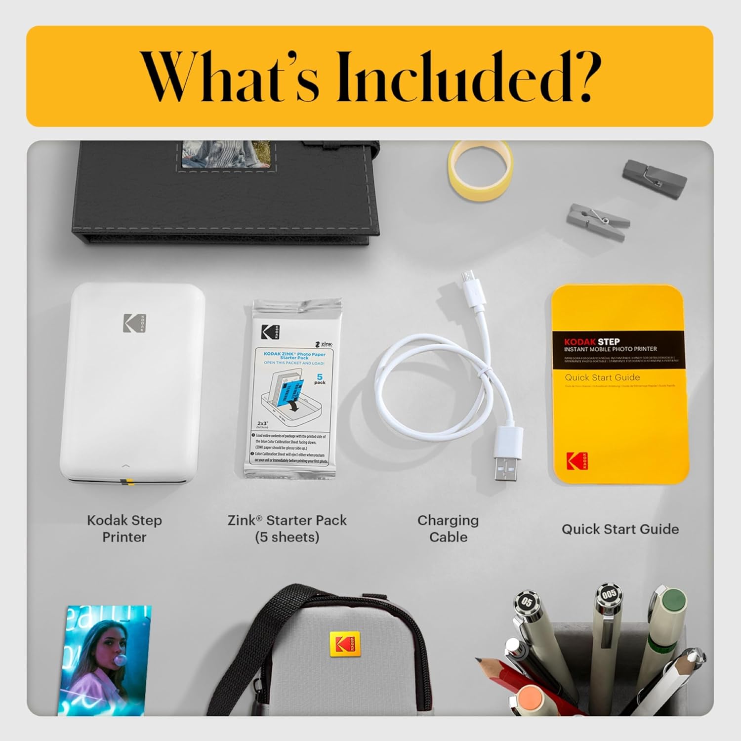 KODAK Step Instant Smartphone Photo Printer, Portable Mini Color Wireless Mobile Printer, Zink 2x3” (5.1x7.5 cm) Sticky-Back Photos