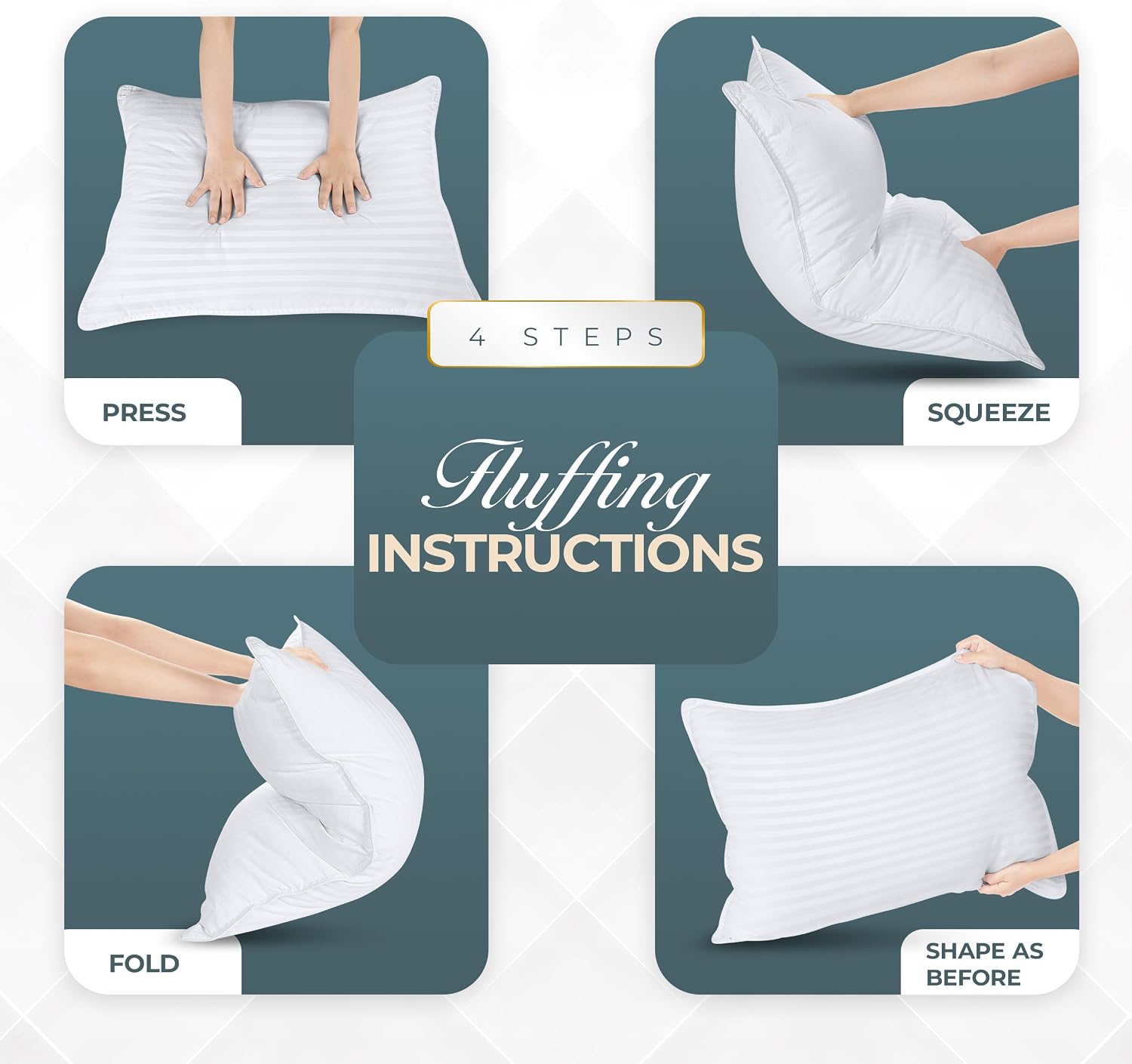 Utopia Bedding Hotel Bed Pillows for Sleeping, Pillows King Size Set of 2 | Down alternative pillows, cooling hotel quality, luxury comfort for back, side & stomach sleepers, Premium Stripes, White