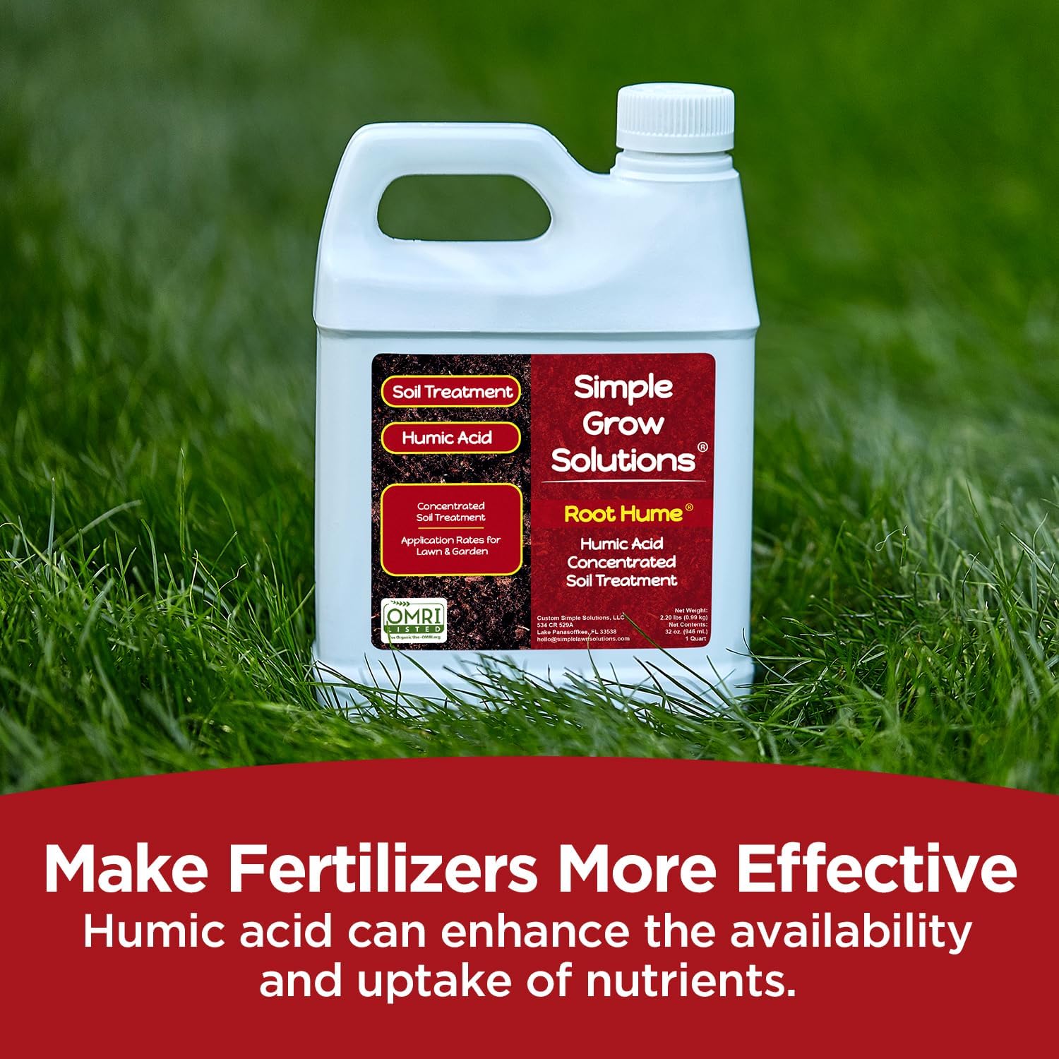 Raw Organic Soil Conditioner- Root Hume- Simple Grow Solutions- Natural Plant & Lawn Treatment- Nutrient Food Enhancer- Concentrated Liquid Humic - Grass, Tomatoes, Citrus, Flowers, Vegetables