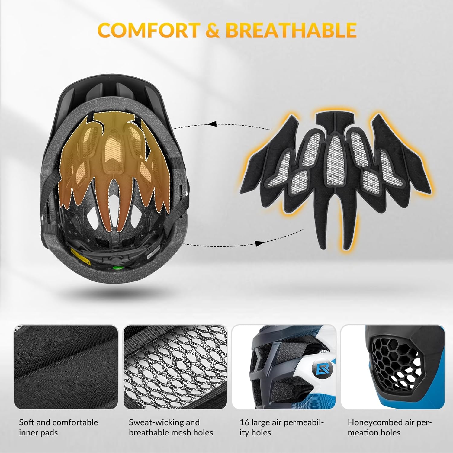 ROCKBROS Kids Full Face Bike Helmet Lightweight Detachable MTB Helmet