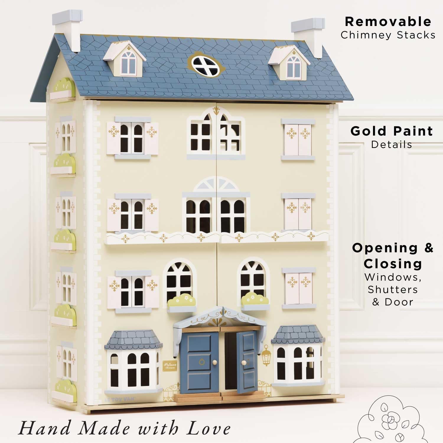 Le Toy Van - Palace House Large Wooden Doll House | Great As a Gift | 5 Storey Wooden Dolls House Play Set - Suitable for Ages 3+