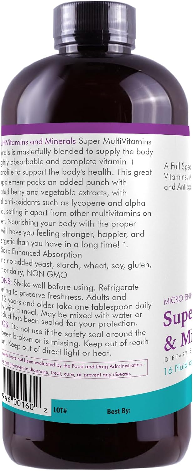Liquid Super Multivitamin and Minerals, 16 oz | Premium Vitamins for Enhanced Absorption, Daily Supplement for Optimal Health and Wellness