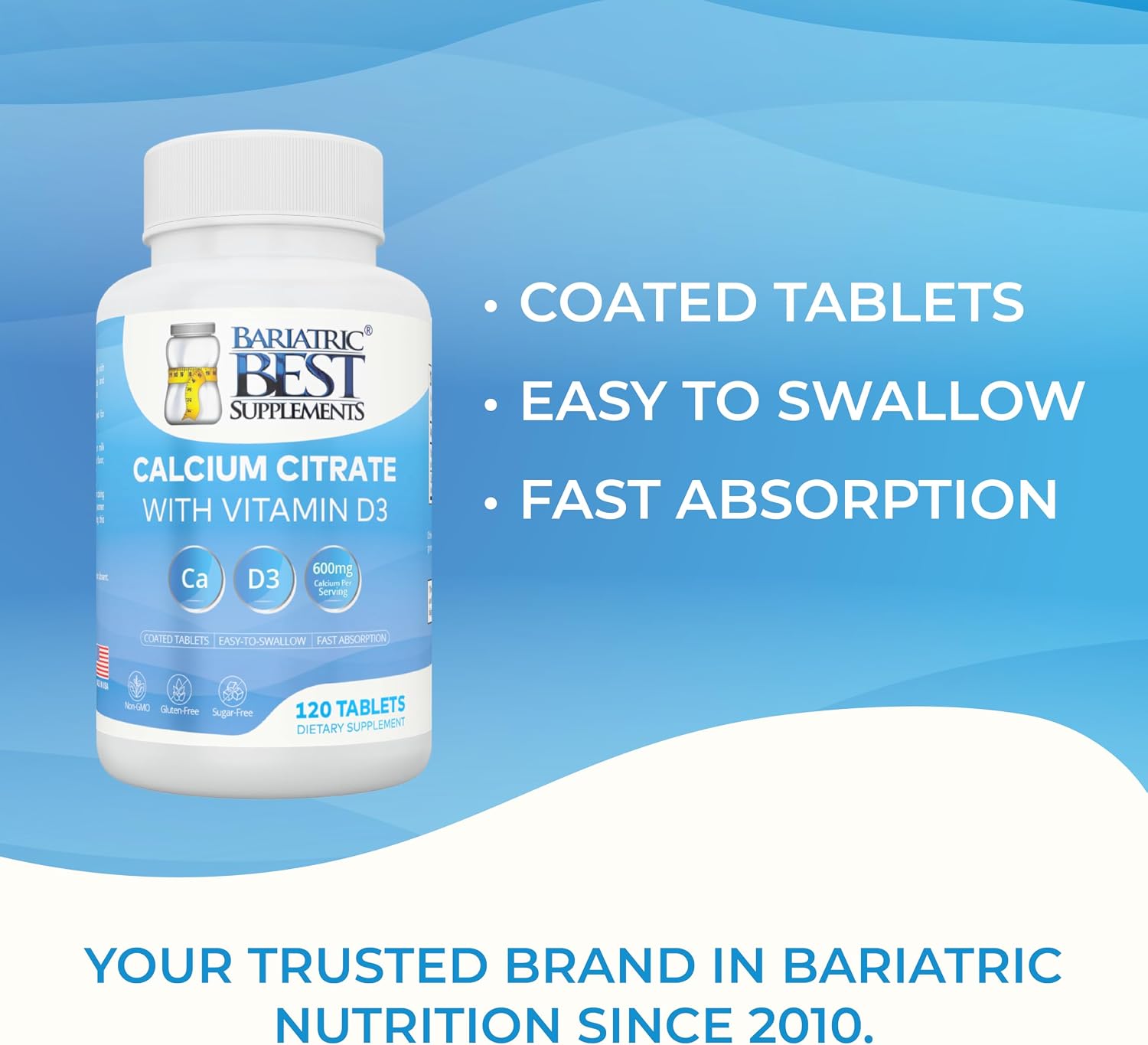 Bariatric Calcium Citrate with Vitamin D3 | 600mg | Higher Dose Than Most Competitors | Post-Bariatric Surgery | Gastric Bypass & Sleeve | ASMBS