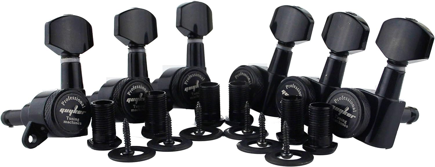 Guyker Guitar Locking Tuners (6 for Right) - 1:18 Lock String Tuning Key Pegs Machine Head with Hexagonal Handle Replacement for ST TL SG LP Style