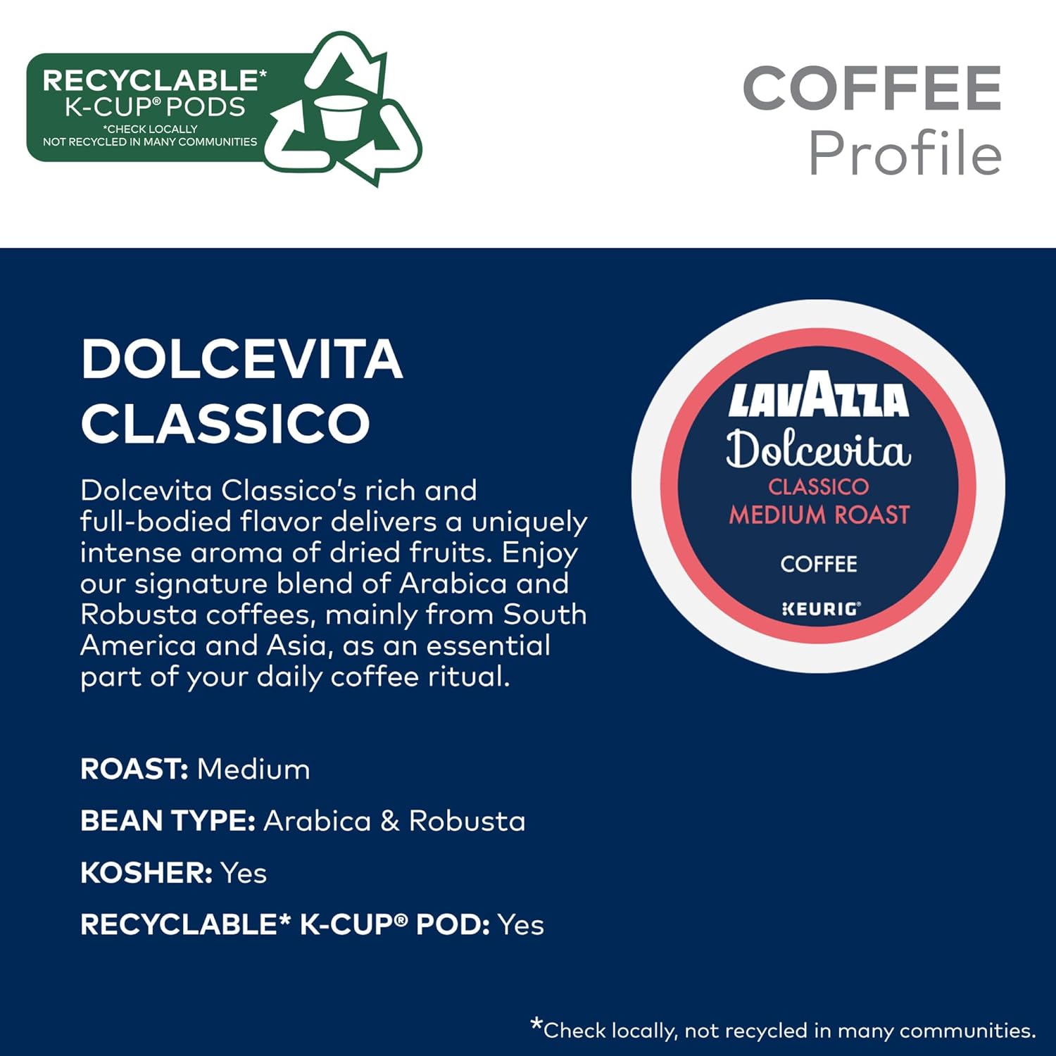 Lavazza Espresso, Single-Serve Keurig K-Cup Pods, Medium Roast Coffee, 32-Count Box