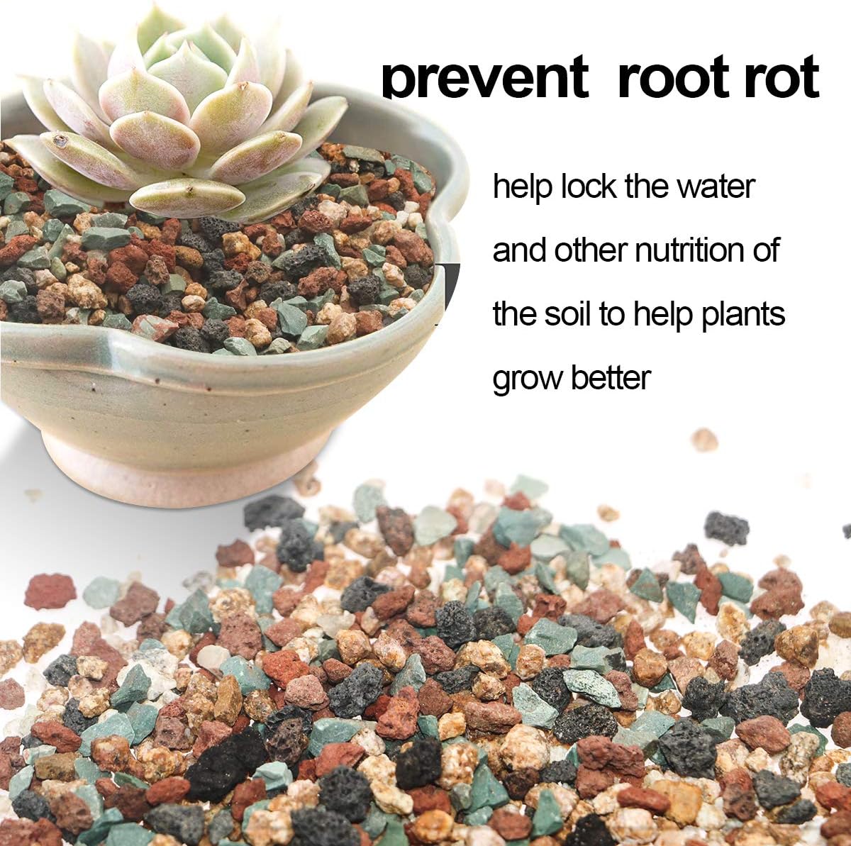 Mix Horticultural Lava Pebbles Pumice Potting Soil Amendment Succulent Cactus Bonsai Gritty Rock Decorative Gravel Plant Drainage Volcanic Rock for Terrarium Fairy Gardening Top Dressing 2.2lb