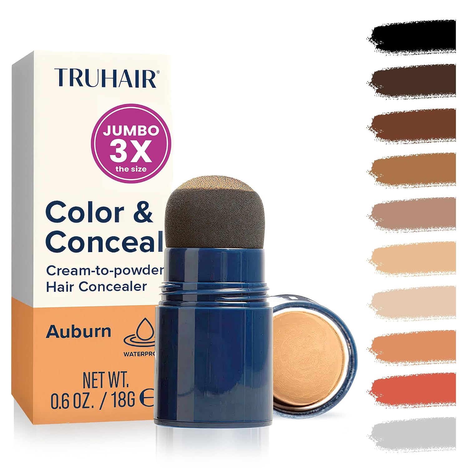TRUHAIR Color & Conceal Waterproof Root Touch Up Hair Color for Gray Hair Coverage - Instant Root Cover Up Hair Powder for Women & Men - Bald Spot