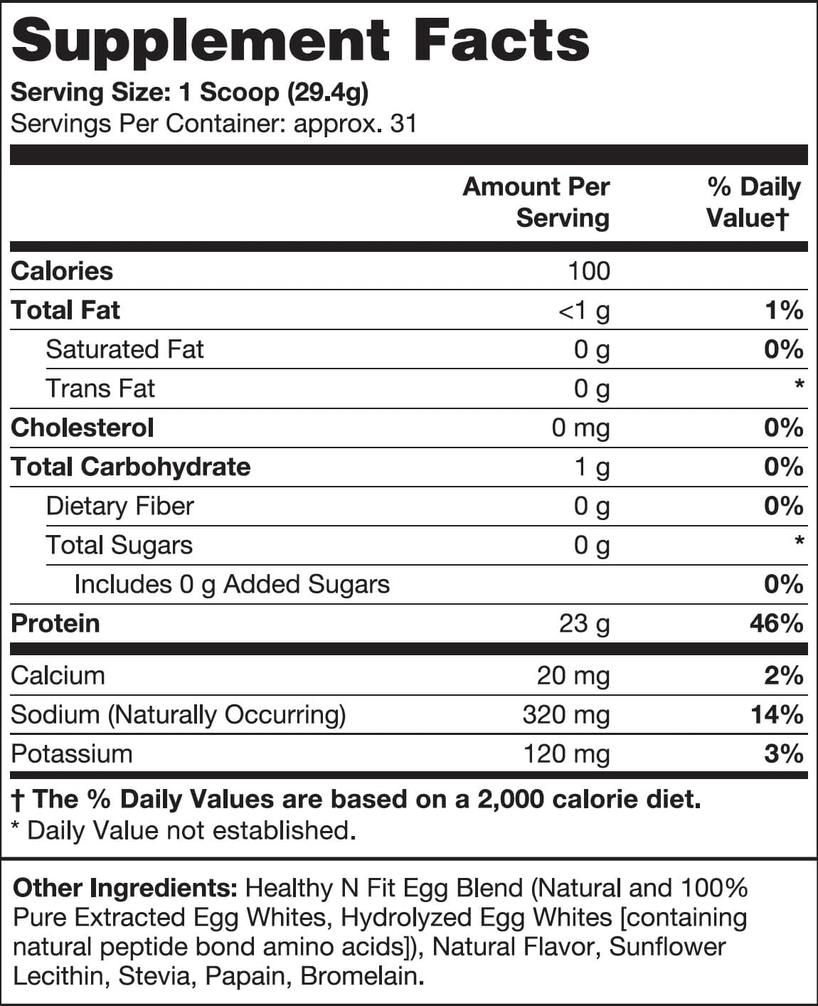 Healthy 'N Fit 100% Egg Protein- Vanilla Ice Cream (2lb): 100% Egg White Protein Plus Natural Peptides. Pure, All Naturally Sweetened Protein