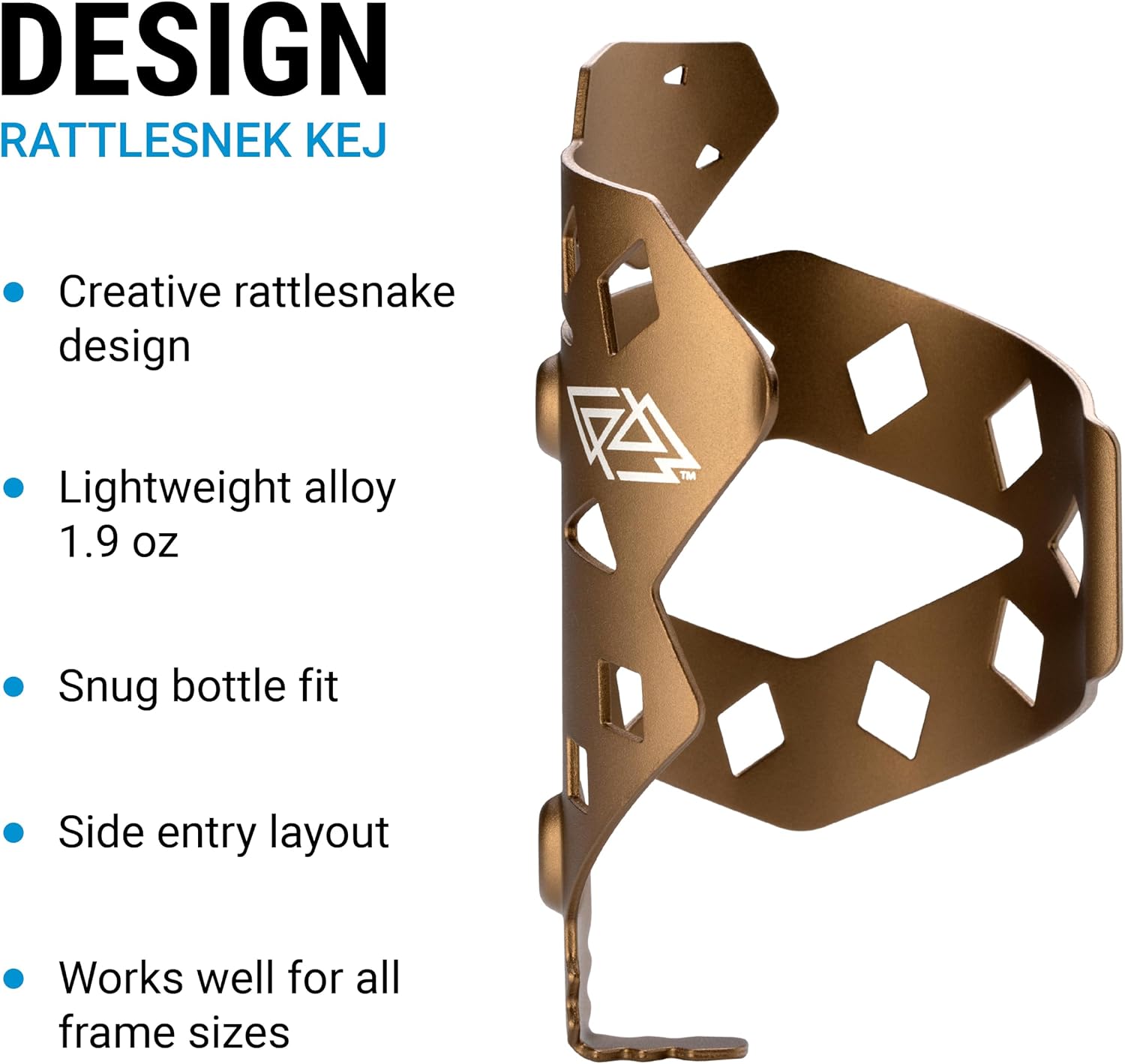 Portland Design Works Water Bottle Cage - Lightweight Water Bottle Holder for Bikes, Owl Cage, Black/Gold