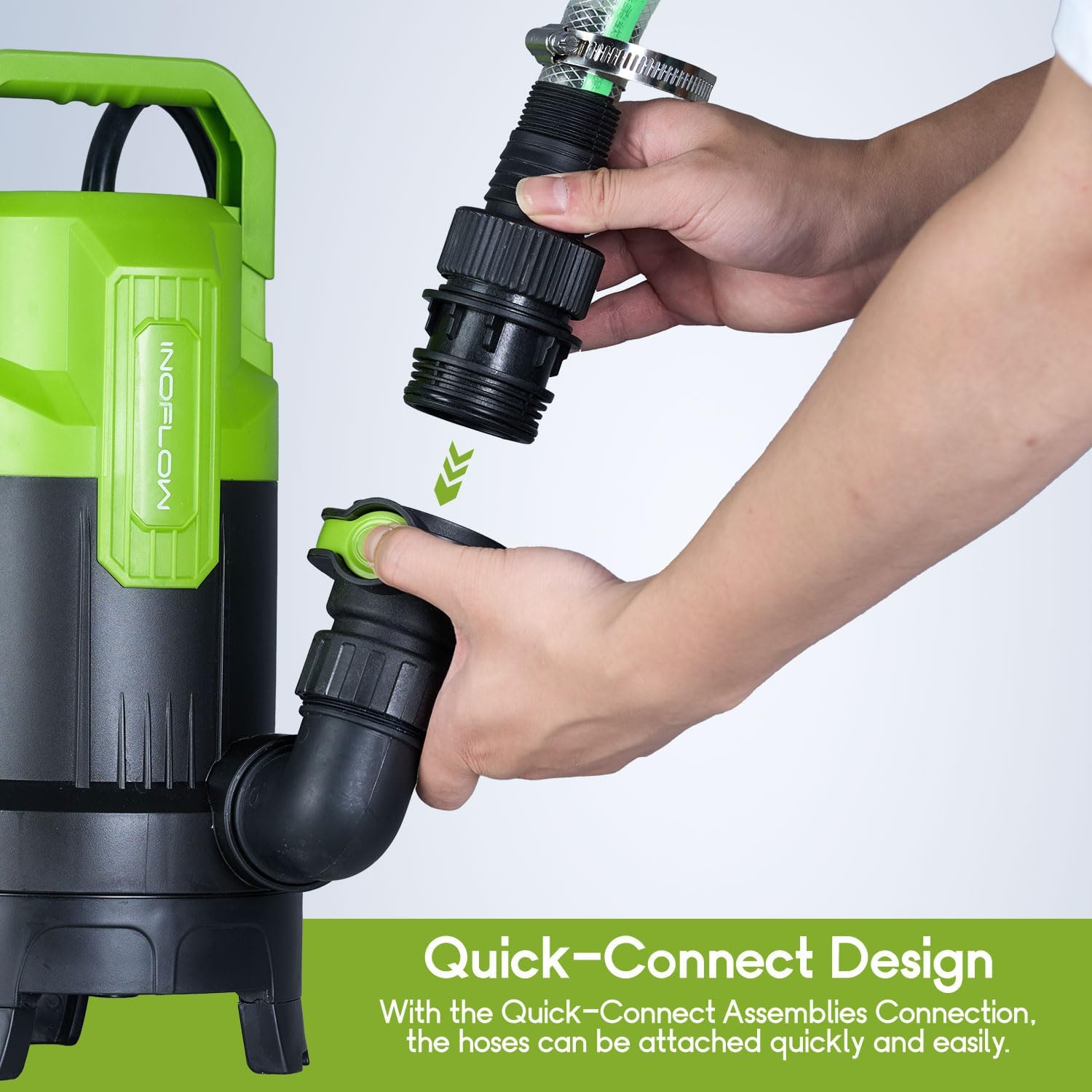 Sump Pump 3/4 HP 3430GPH Submersible Water Pump with 20ft Cord, Utility Pump for Pool Draining, Basement, Backyard Flooding, Quick-Connect Design