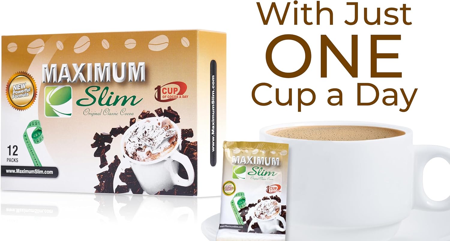 Maximum Slim Premium Instant Cocoa – Creamy, Delicious 4-in-1 Formula with Natural Herbal Extracts for Energy & Vitality