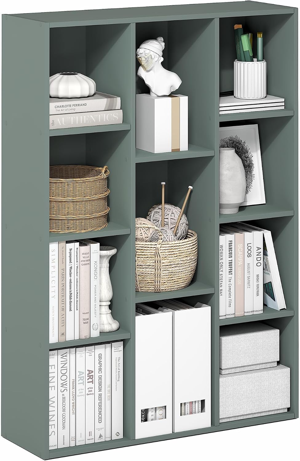 Furinno LUDER Book Shelf, 5-Cube Bookshelf, Reversible Bookcase, 9.4 x 19.5 x 31.5, Easy Assembly, for Living Room, Bedroom, Home Office, White