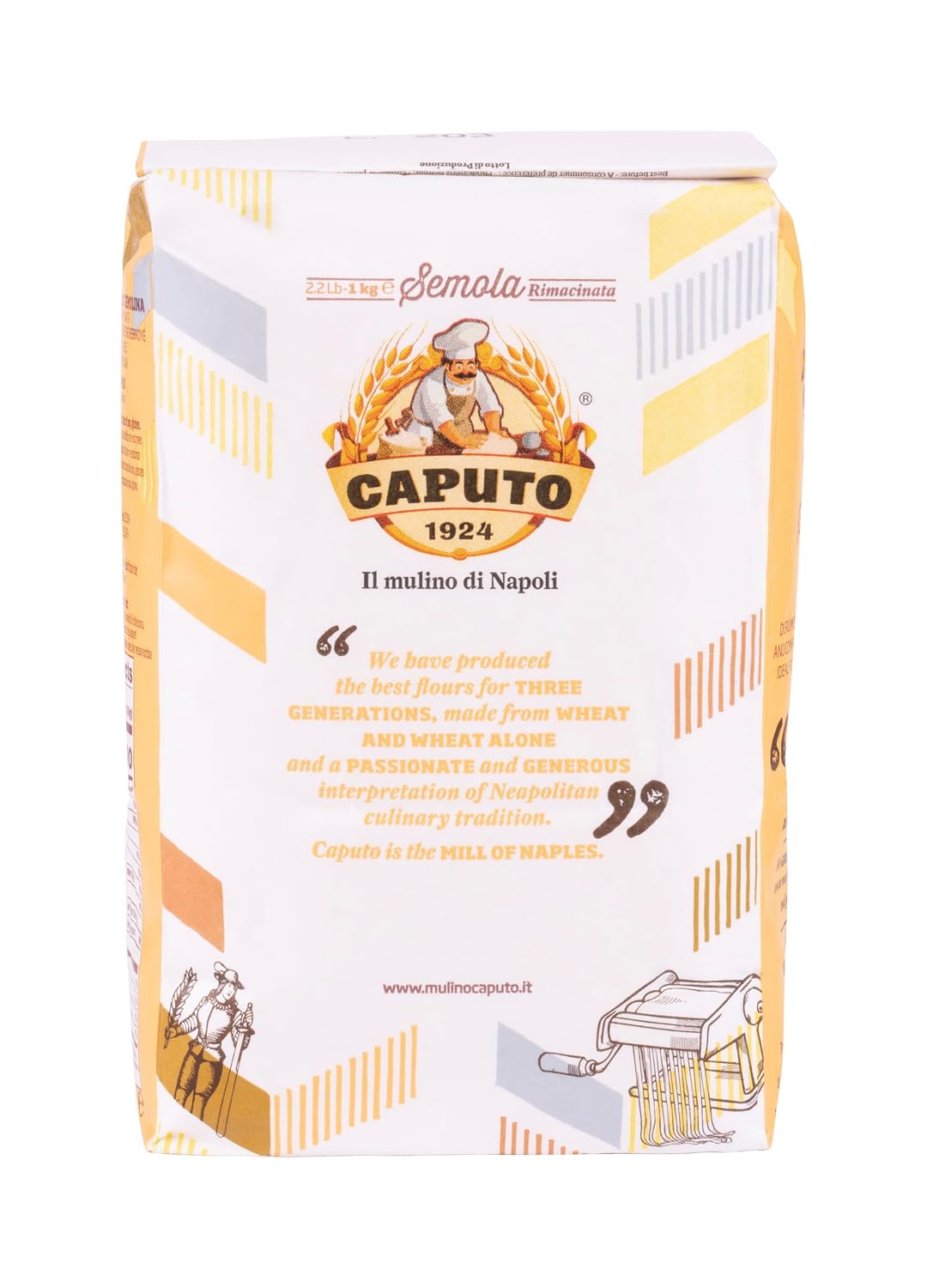 Antimo Caputo Semolina Wheat Flour 2.2 LB (Pack of 6) Bulk - Italian Durum Semola Di Grano - All Natural Dough for Fresh Pasta