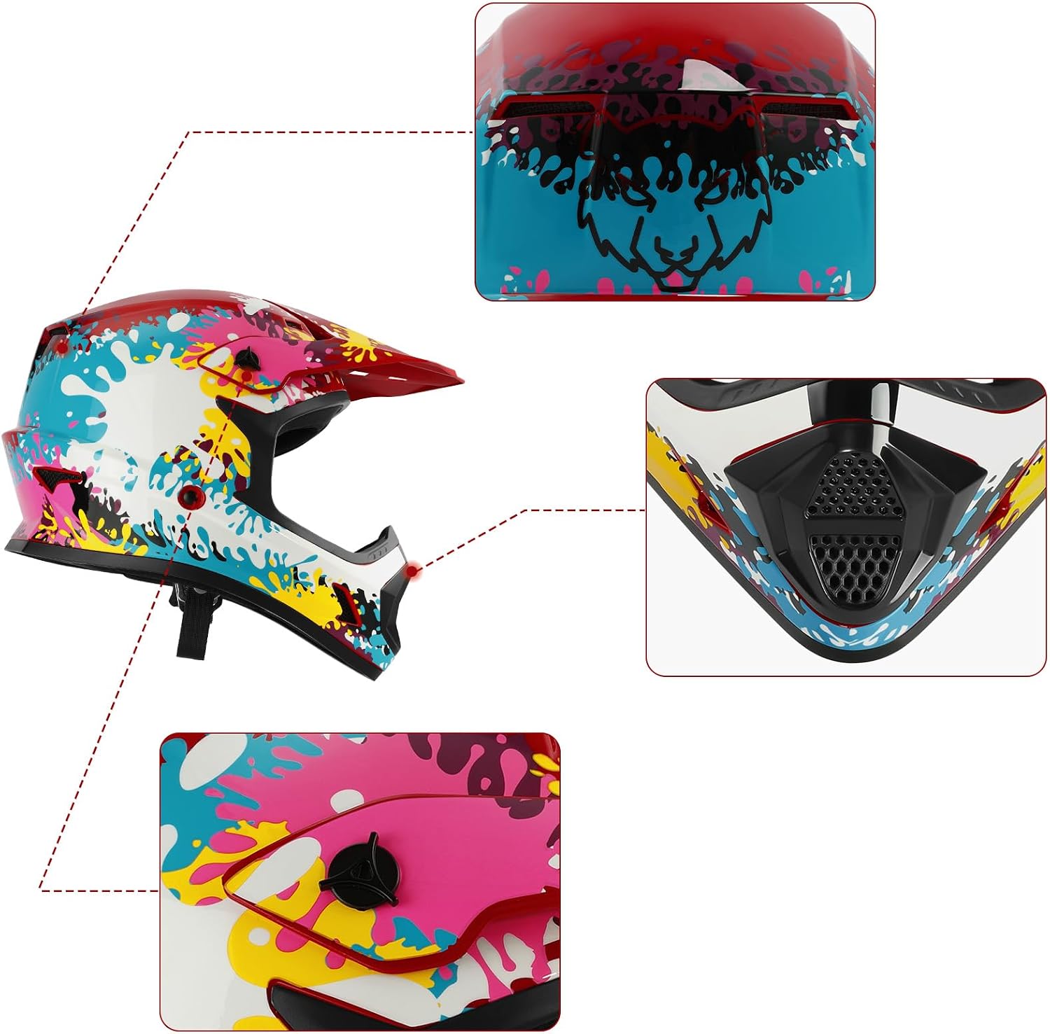 TCMT Youth Dirt Bike Helmet DOT Certified - Kids Full Face Motocross ATV Helmet with Goggles, Gloves and Helmet Bag for Off-Road, BMX, MX, Street Riding