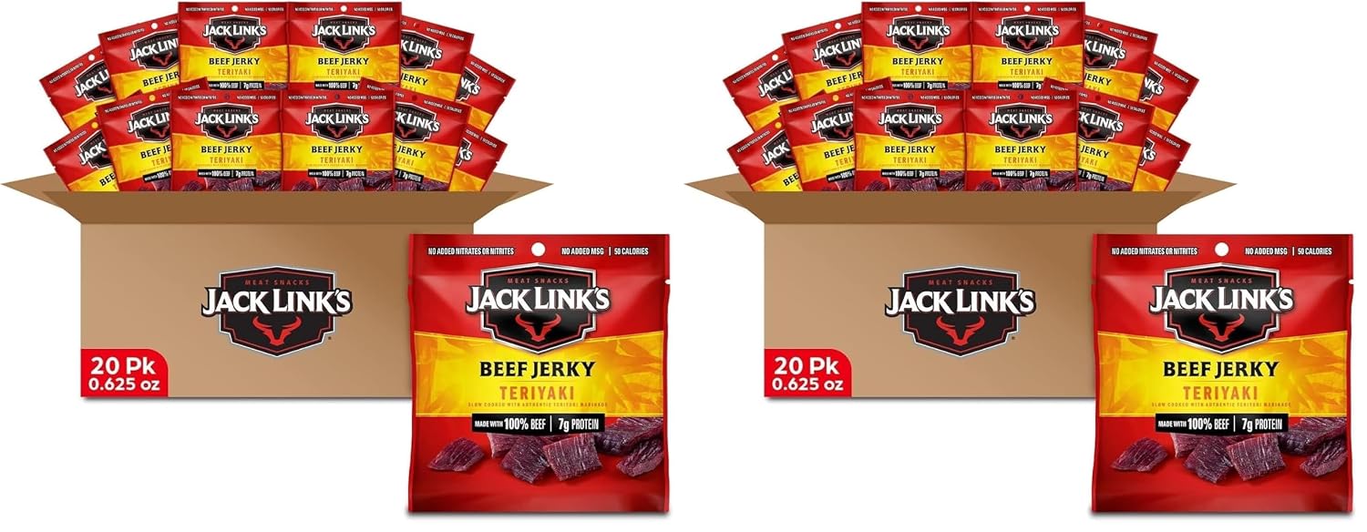 Jack Link's Beef Jerky Variety Pack - Original and Teriyaki - (9 Pack) 1.25 oz Bag - Ready to Eat Protein Snacks - 13g Protein per Serving - Made with 100% Real Beef | Bag - Ready to Eat Protein Snacks - 13g Protein per Serving - Made with 100% Real Beef