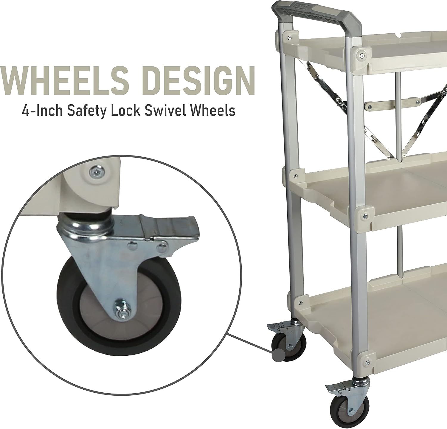 Olympia Tools 85-188 Pack-N-Roll Folding Collapsible Service Cart, 150LB Capacity, Black