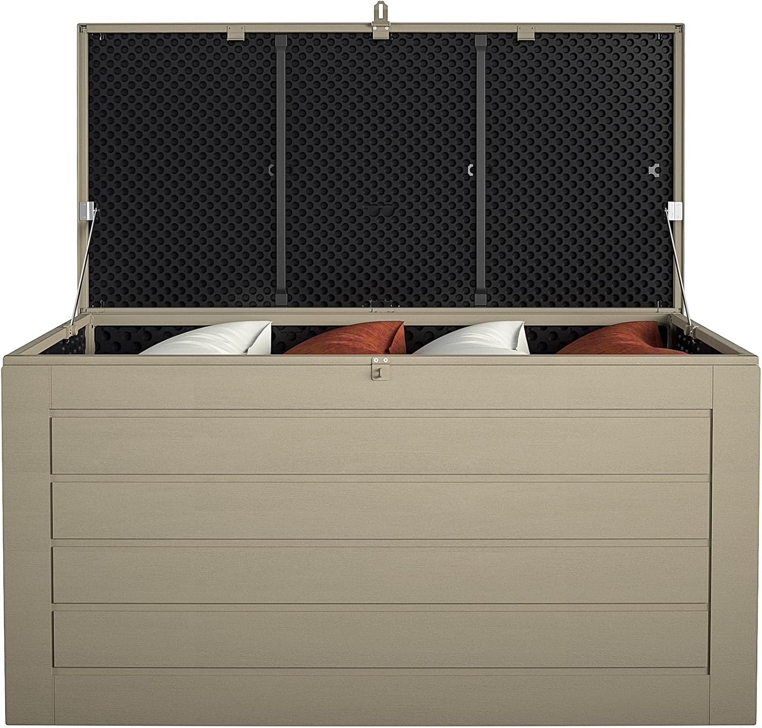 Cosco Outdoor Living 180 Gallon Patio Storage Box, Extra Large, Lockable Lid, Weather-Resistant, Tan/Brown
