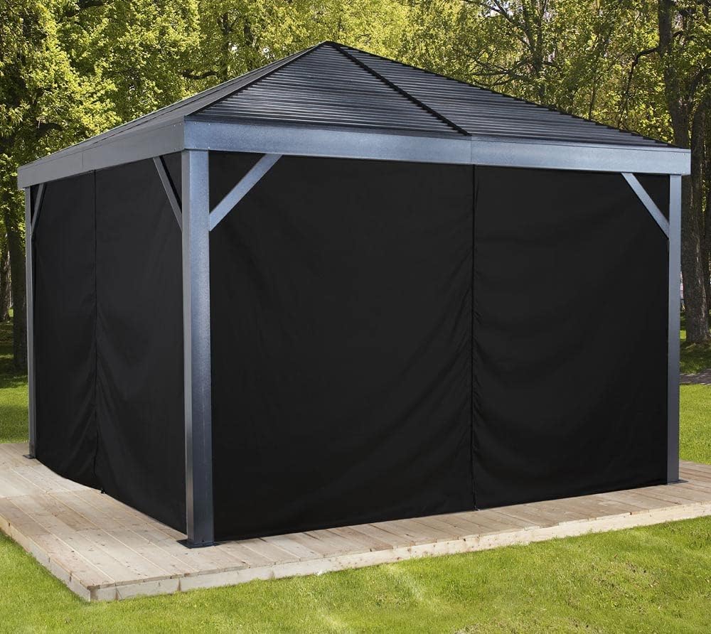 Sojag Set of 4 12' x 12' Curtains for South Beach Outdoor Gazebo - Black