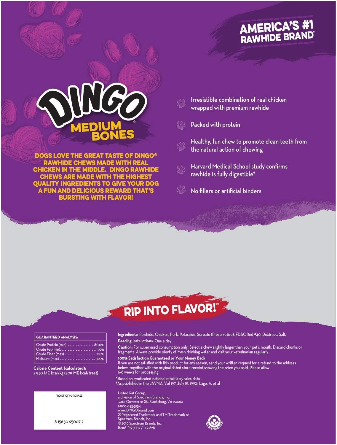 Dingo 156095 Rawhide Bones For Small Dogs, Chicken,White, 6-Count, 8 Ounces