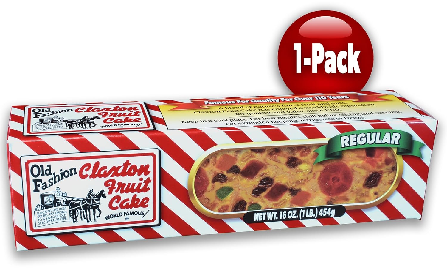 Claxton Fruit Cake – 5-1 lb Regular Recipe Loaves | Individually Wrapped | Packaged in Signature Red-and-White Gift Carton | Old-Fashioned Holiday Fruitcake Since 1910 | 5 Pack