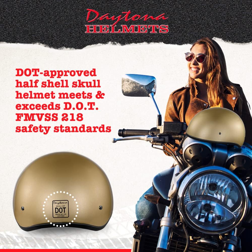 Motorcycle Helmet Half Skull Cap - Lightweight & Stylish DOT Approved Helmets for Adults - Perfect for Men and Women Riders - Comfortable & Secure Fit- Stylish Protection for Everyday Riding