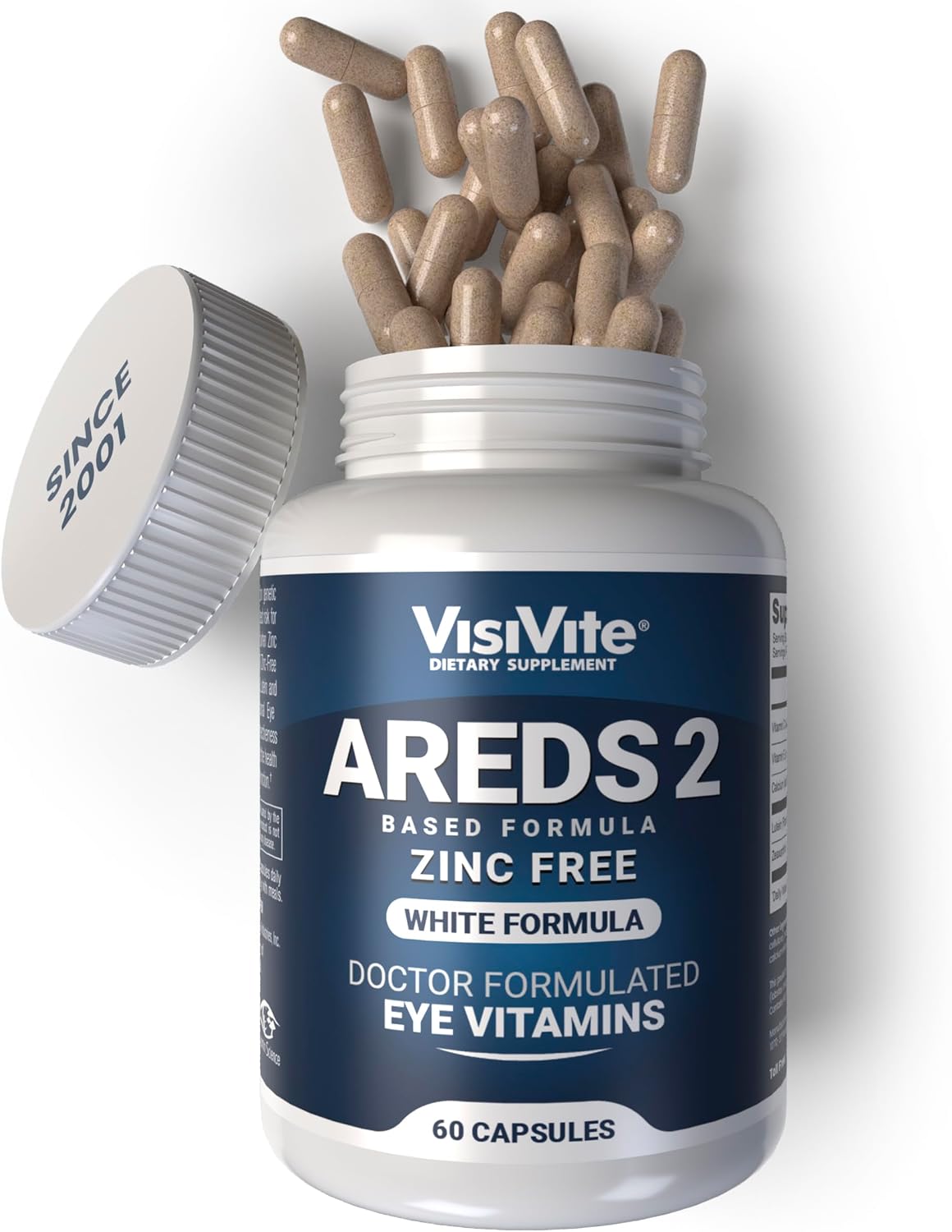 VisiVite Doctor Formulated AREDS 2 Eye Vitamins, Zinc Free, 60 Capsules | Macular Support Formula
