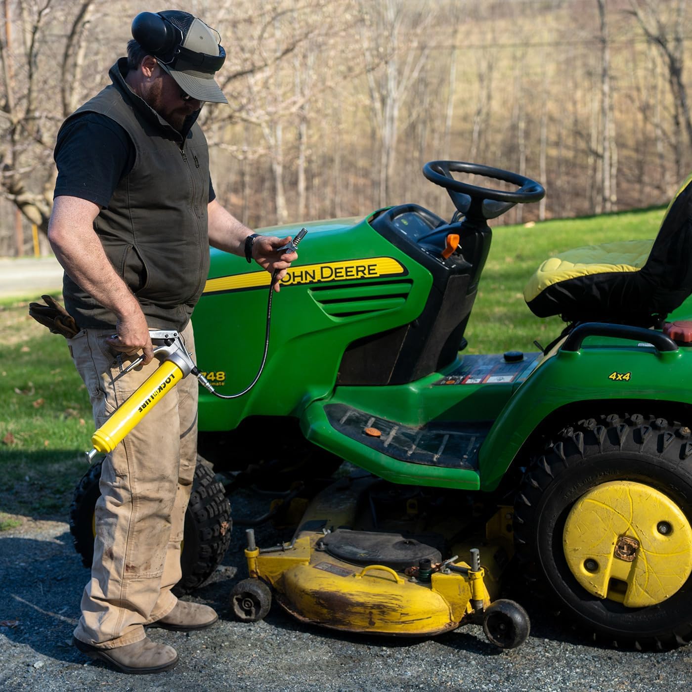 LockNLube Premium Pistol Grip Grease Gun with 20" Hose, Inline Swivel, and our patented LockNLube® Grease Coupler