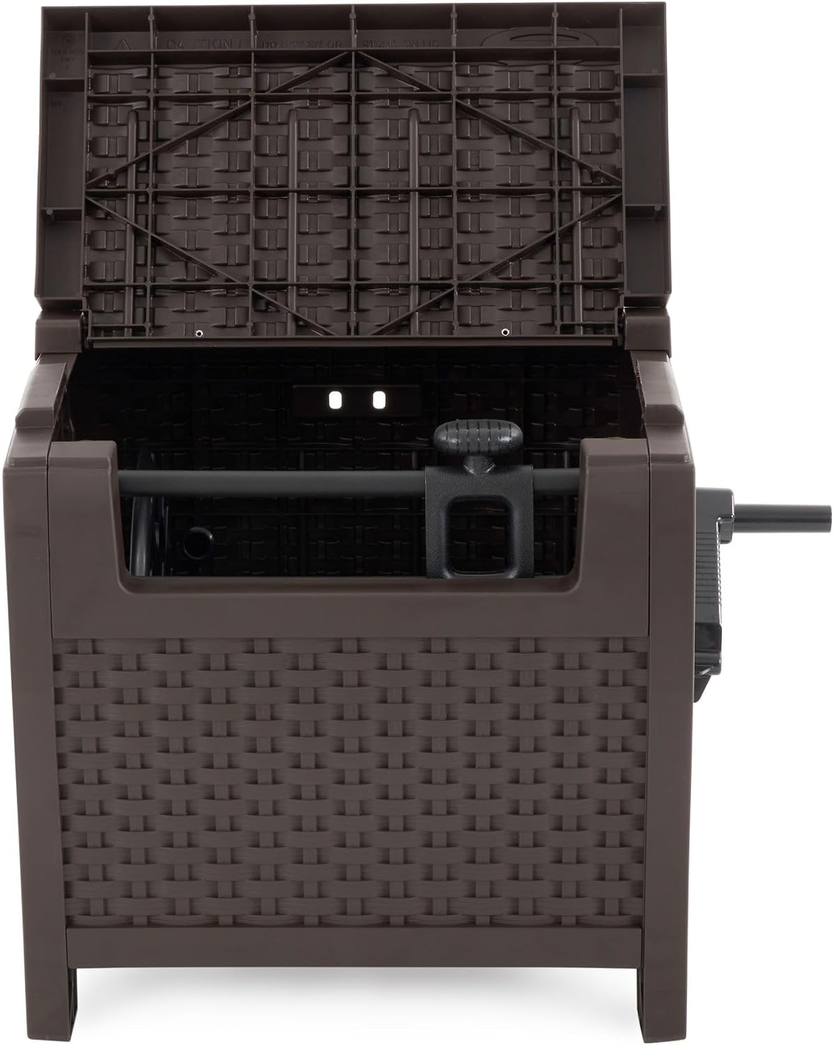 Suncast 175 ft. Wicker Style Resin Hose Hideaway with Hose Guide, Java, Made in the USA