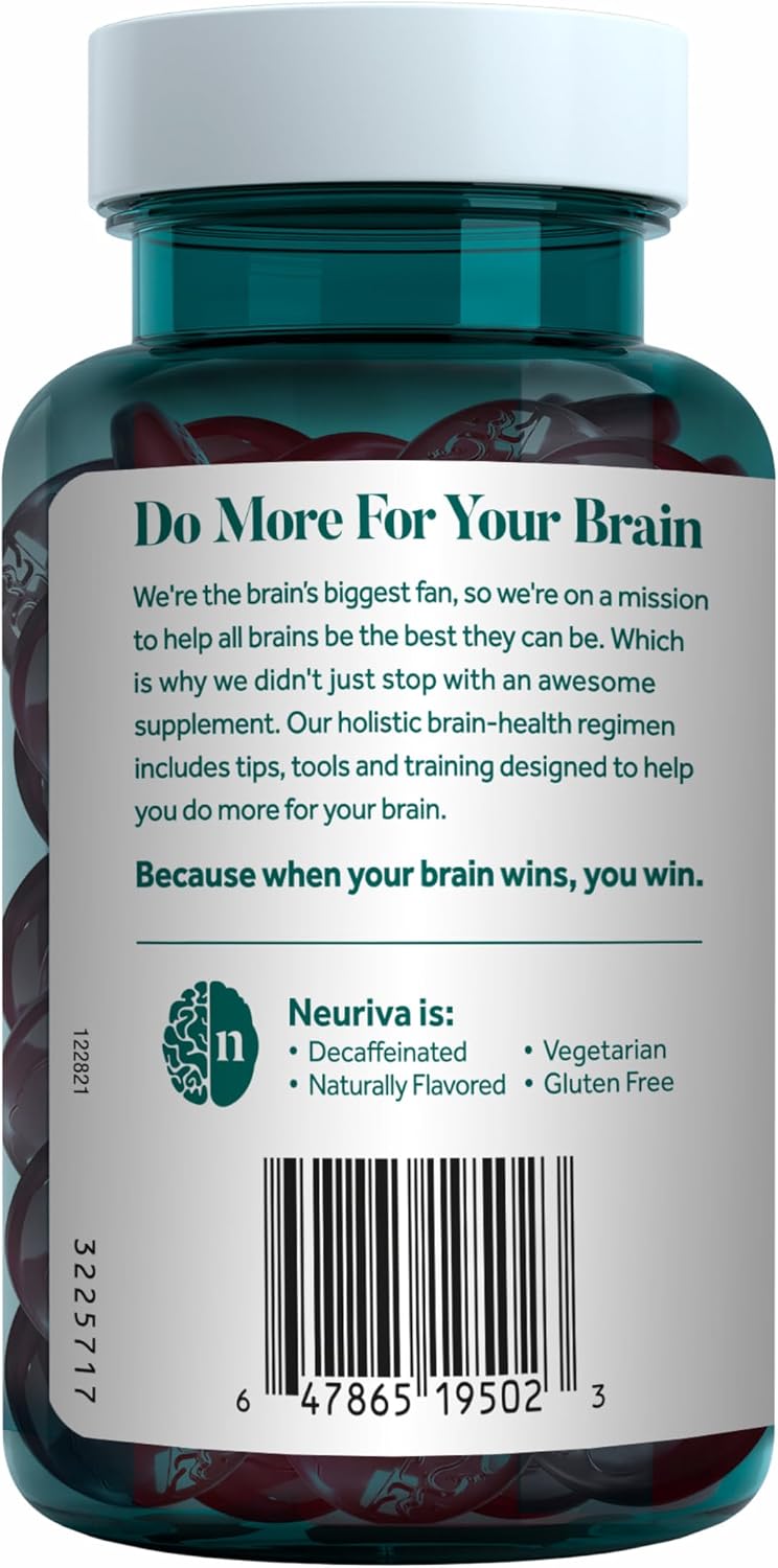 NEURIVA Plus Brain Supplements for Memory and Focus, Clinically Tested Nootropics Neurofactor and Phosphatidylserine with Vitamin B12, Vitamin B6