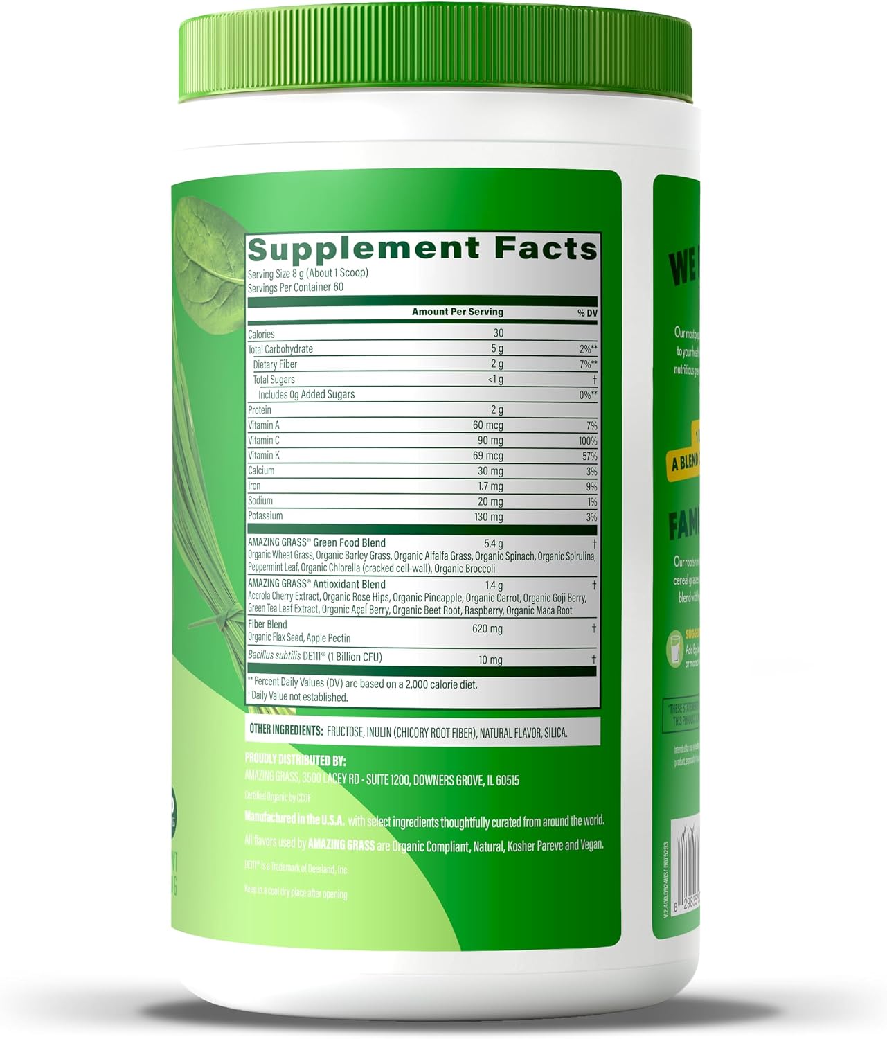 Amazing Grass Super Greens Powder Original, 60 Servings, 16.9 oz | Organic Greens Superfood Powder with Spirulina, Beet Root, Probiotics & Digestive Enzymes to Support Digestion
