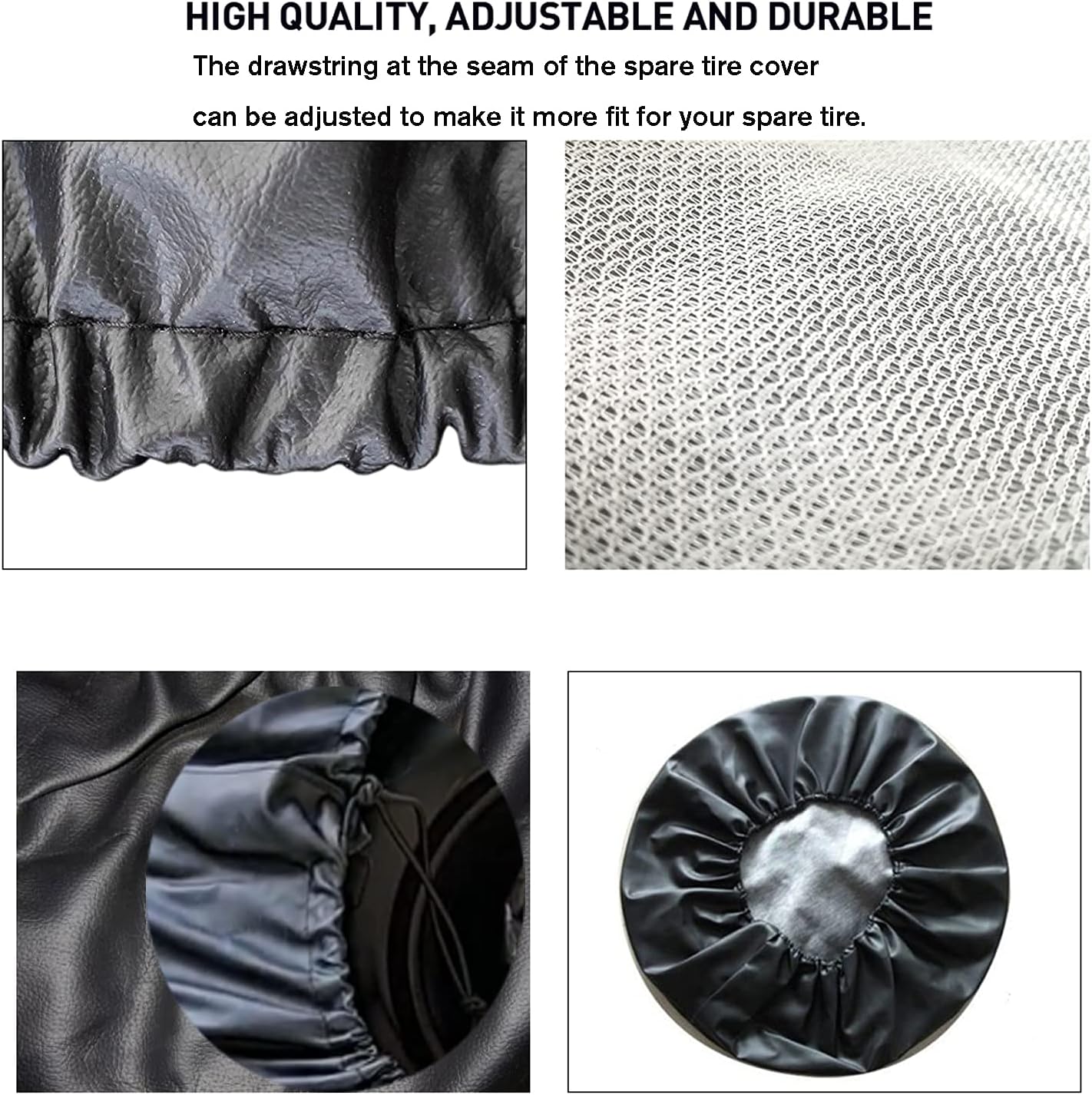 Spare Tire Cover Fit for Your SUV, Jeep, RV, Trailer, Truck, Waterproof Dust-Proof PVC Leather Tire Covers (15 inch for Diameter 27.56” - 29.53”)