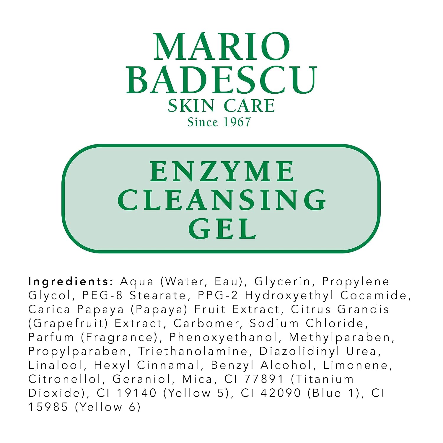 Mario Badescu Enzyme Cleansing Gel Face Wash, Oil-Free Facial Cleanser with Papaya Enzyme & Grapefruit Extract, Exfoliating Skin Care for All Skin Types, Removes Excess Oil & Impurities