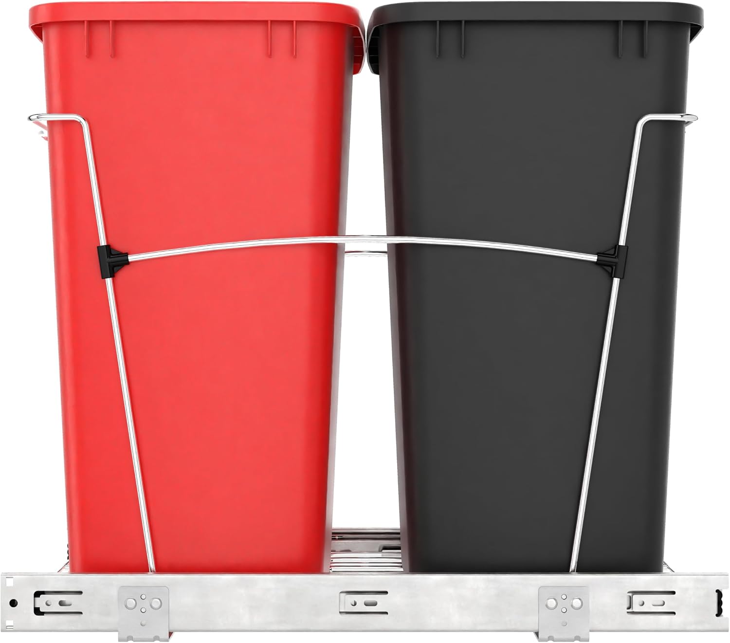 Rev-A-Shelf Double Pullout Garbage Trash Cans for Kitchen Cabinets, 35 Qt