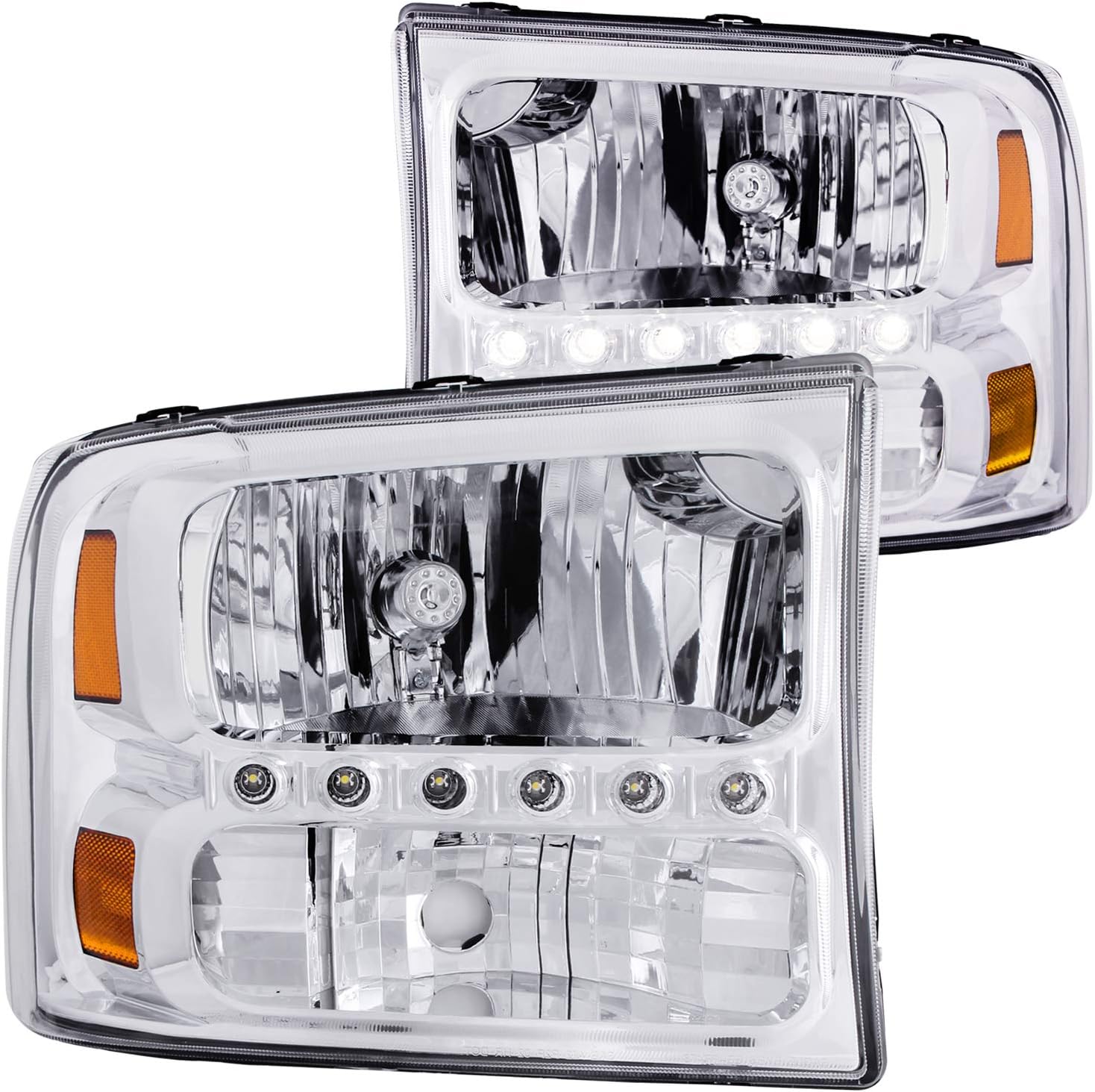 ANZO USA 111106 Ford Black Amber Headlight Assembly - (Sold in Pairs)