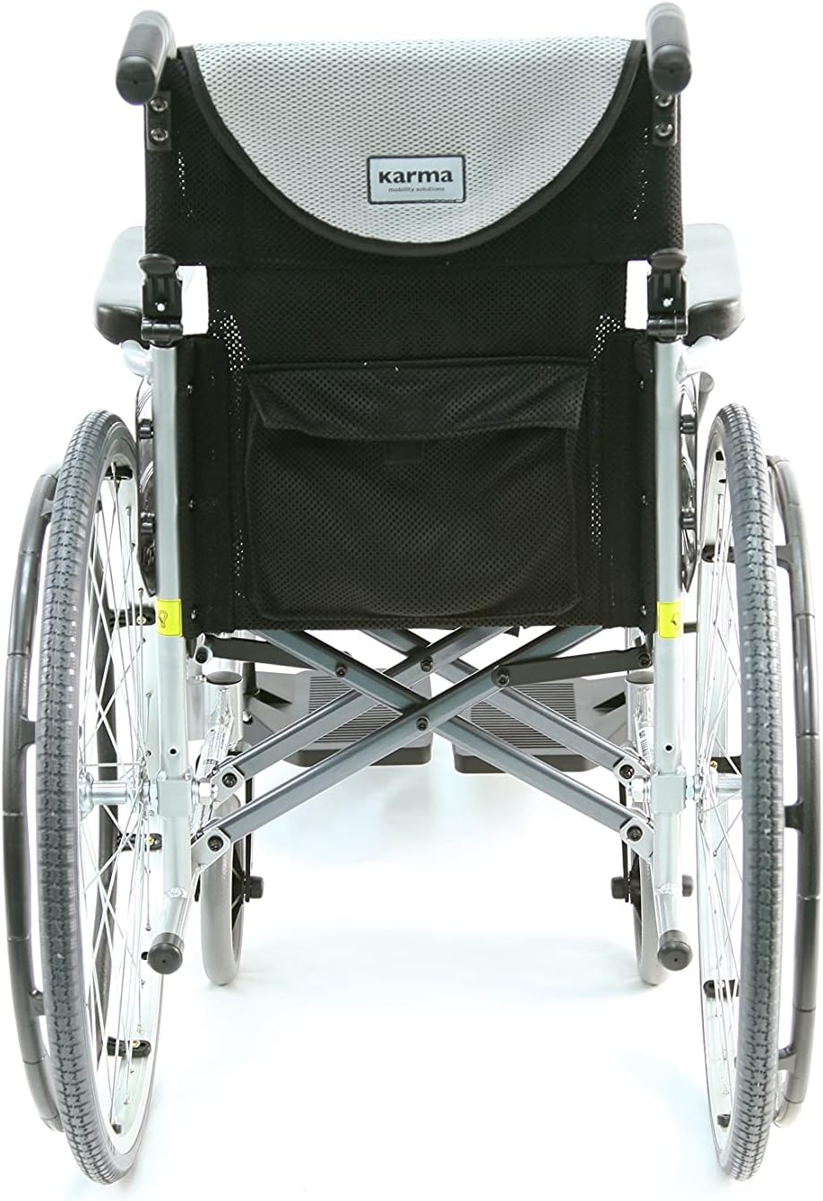 Karman 25 lbs Ergonomic Wheelchair with Removable Footrest 18" Silver