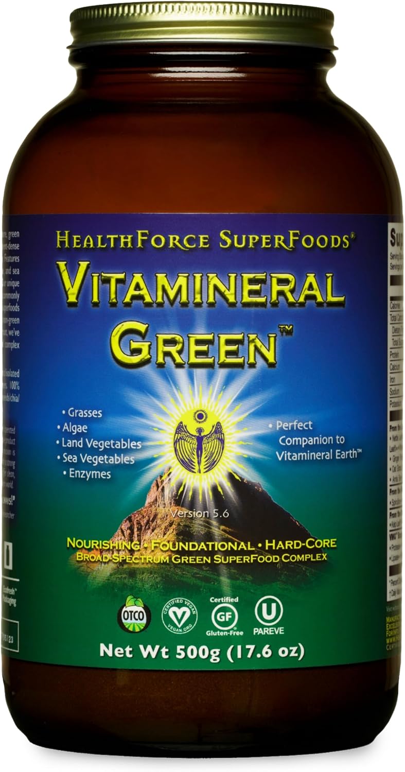 HEALTHFORCE SUPERFOODS Vitamineral Green - Mineral Supplement for Immune & Thyroid Support - Green Powder Supplement with Ingredients from the Land - Gluten-Free & Vegan - 150 Grams