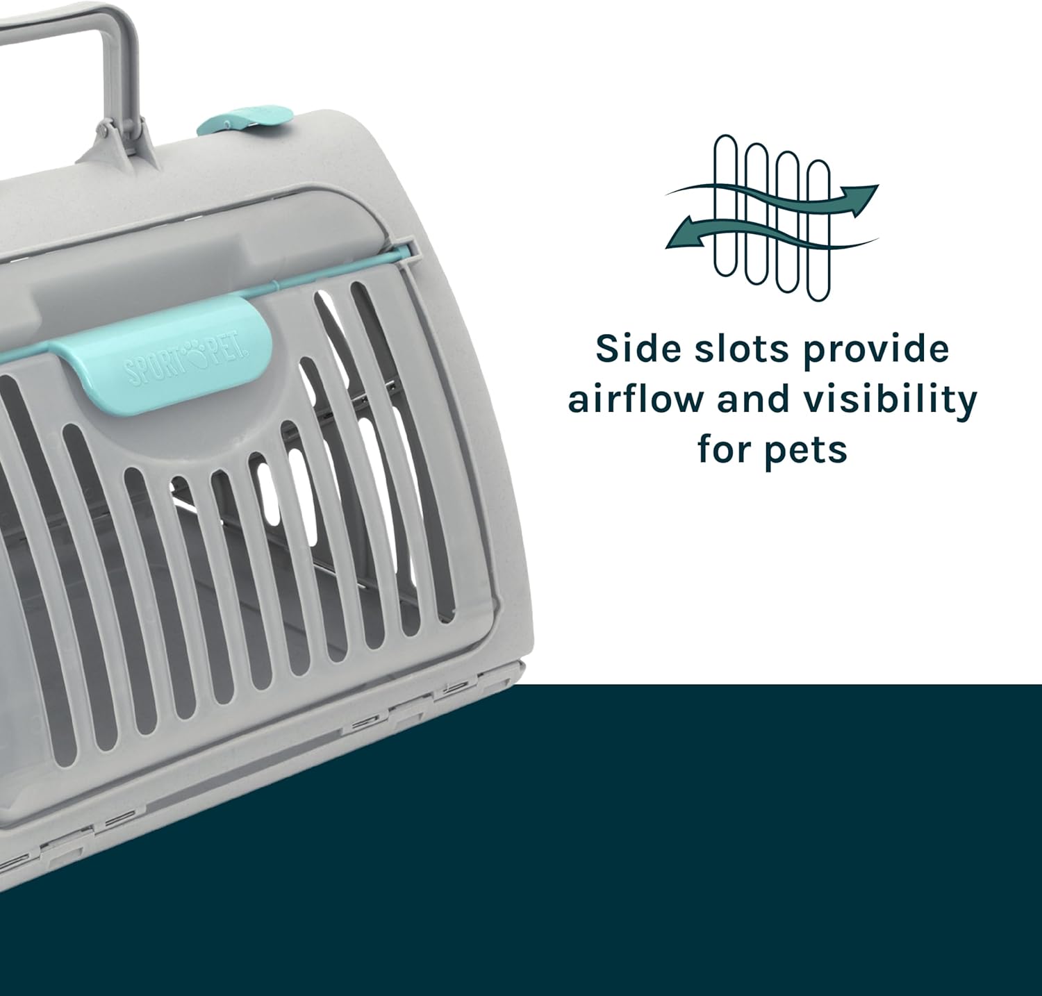 SportPet Large Hard-Sided Travel Cat Carrier - Cat Carrier with Patented Wide Side-Opening Door