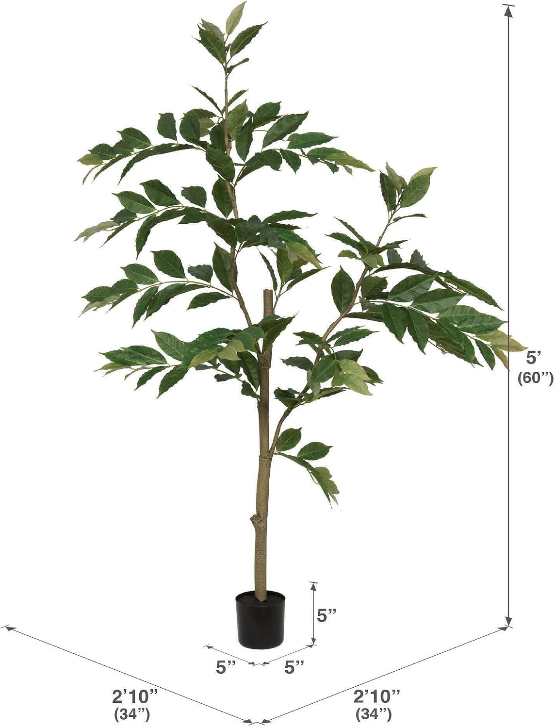 Vickerman 7' Realistic Potted Artificial Green Nandina Tree with 356 Leaves - Large Faux Indoor Tree for Artificial Plants and Fake Plants - Maintenance Free