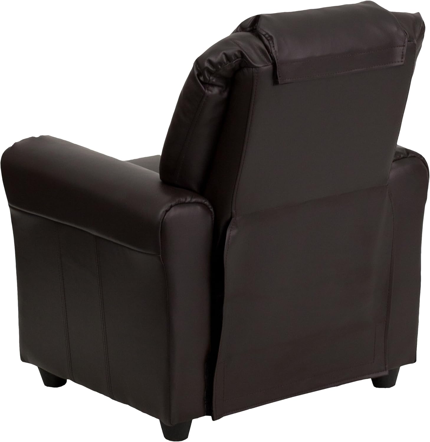 Flash Furniture Vana LeatherSoft Kids Recliner with Cup Holder, Headrest, and Safety Recline, Contemporary Reclining Chair for Kids, Supports up to 90 lbs., Brown | Manual Recline, Padded Seat and Back, Child-Friendly Design, Safety Recline Feature